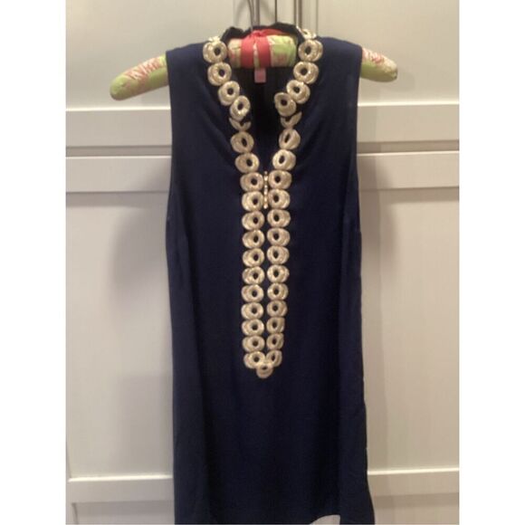 Lilly Pulitzer Jane Shift Dress Sz 0 True Navy Lace Detail $145.00 New - Picture 4 of 10